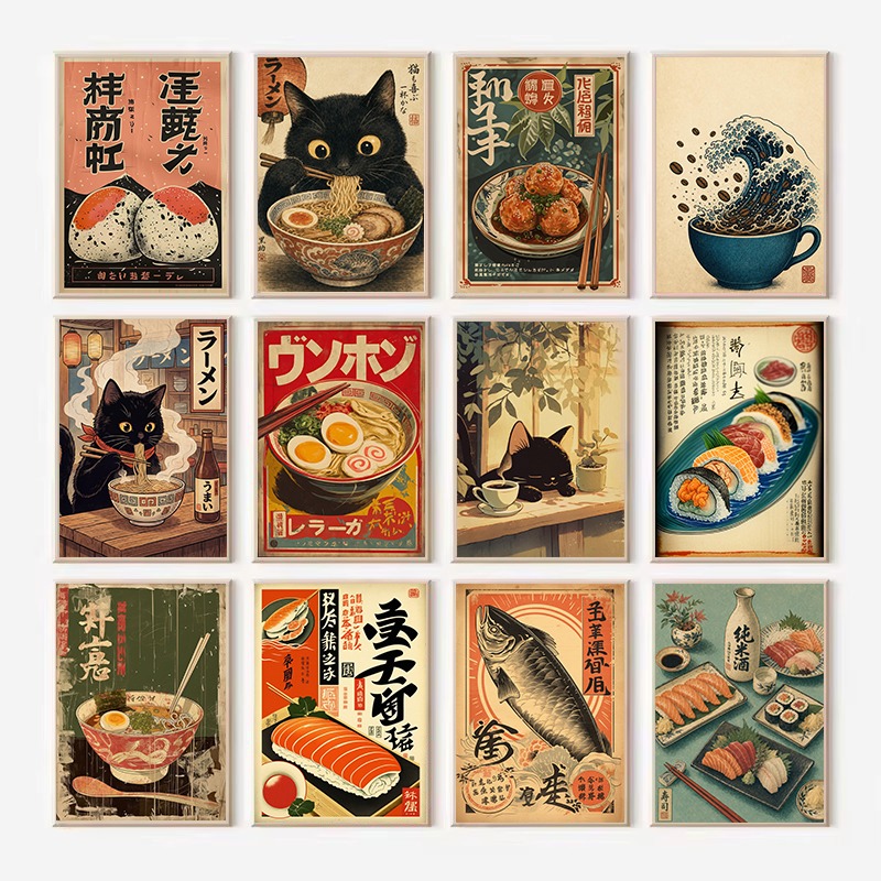 Japanese Lifestyle Food - Poster su Tela Vintage con Tema