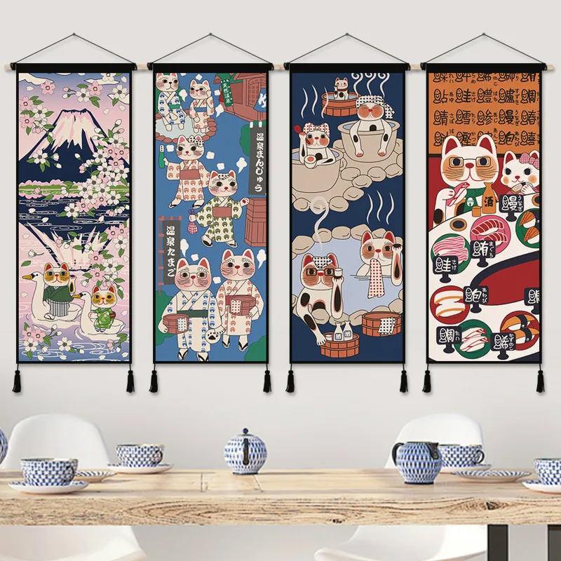 Japanese Restaurant Lifestyle - Gatto fortunato giapponese Panno Arte Anime